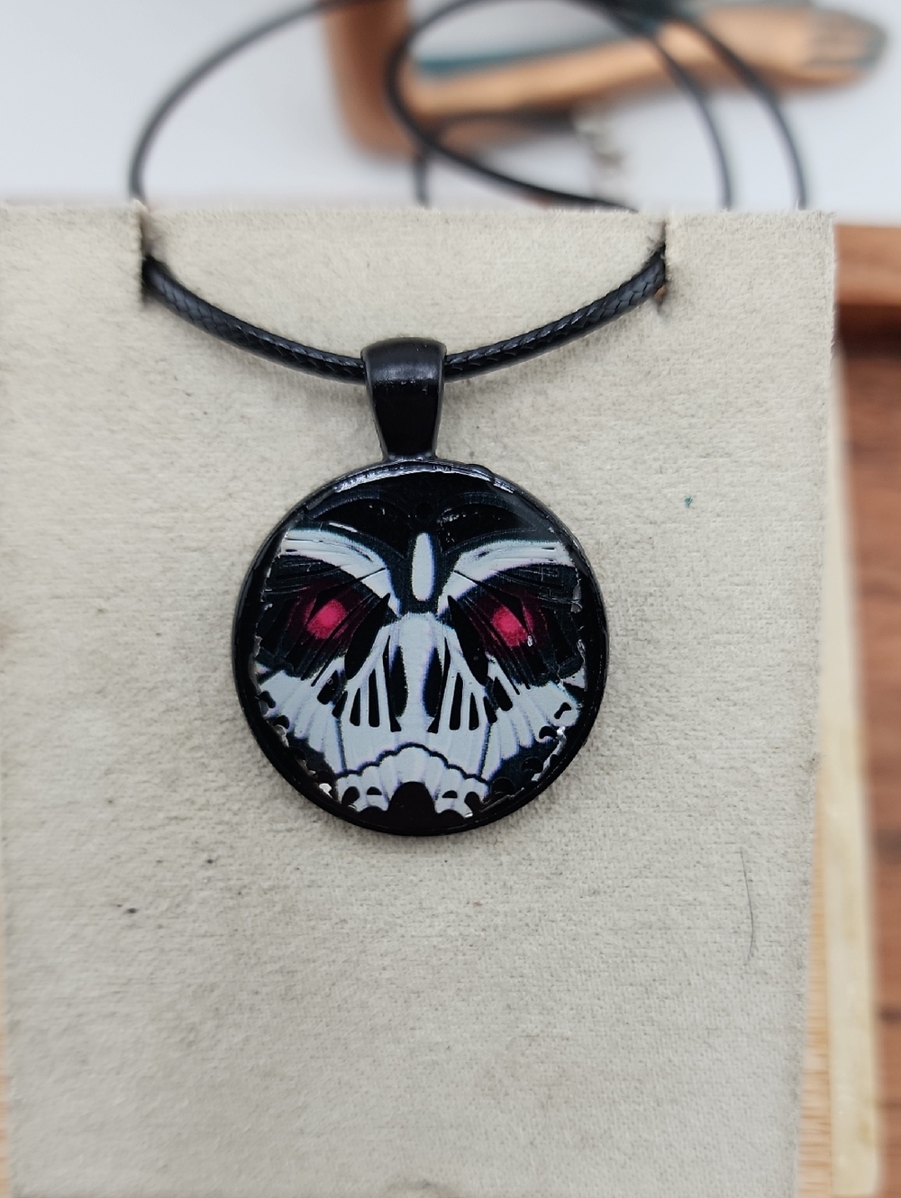 Gothic Skull Pendant Necklace with Red Accents